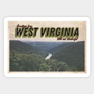 Greetings from West Virginia - Vintage Travel Postcard Design Sticker